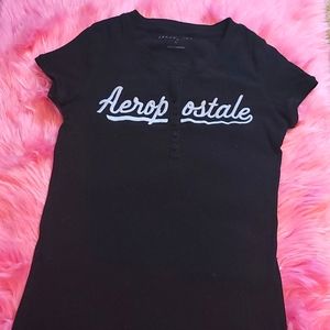AEROPOSTALE, RIBBED SHORT SLEEVED TSHIRT. SIZE L, BLACK & WHITE SHIRT. NWOT.